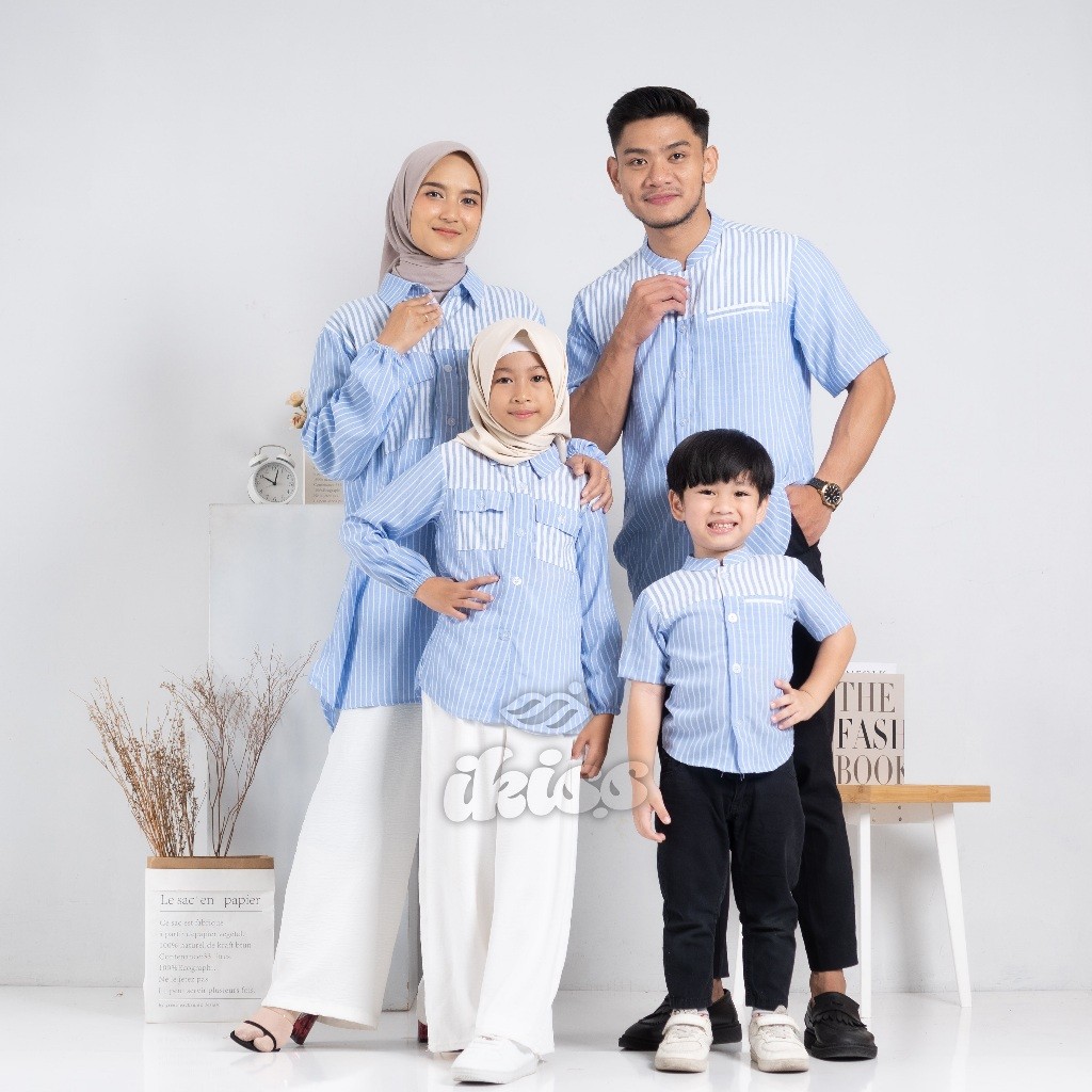 Baju Sarimbit Couple Keluarga Motif Salur Koko Kurta Couple Keluarga  Baju Muslim Couple Muslimah