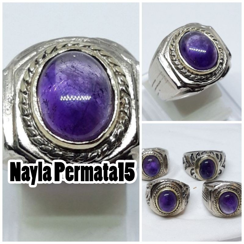 Cincin Natural batu kecubung ungu