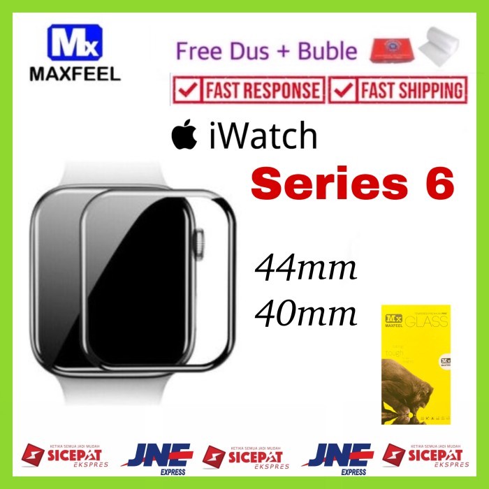 P  R O M O MAXFEEL Tempered Glass 3D Apple Watch iWatch Series 6 40mm 44mm - 44mm