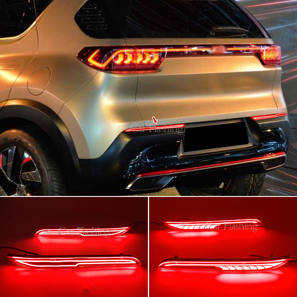 2PCS For Kia Sonet 2020 2021 Rear Bumper Reflector Light With turn signal light LED Parking Warning 