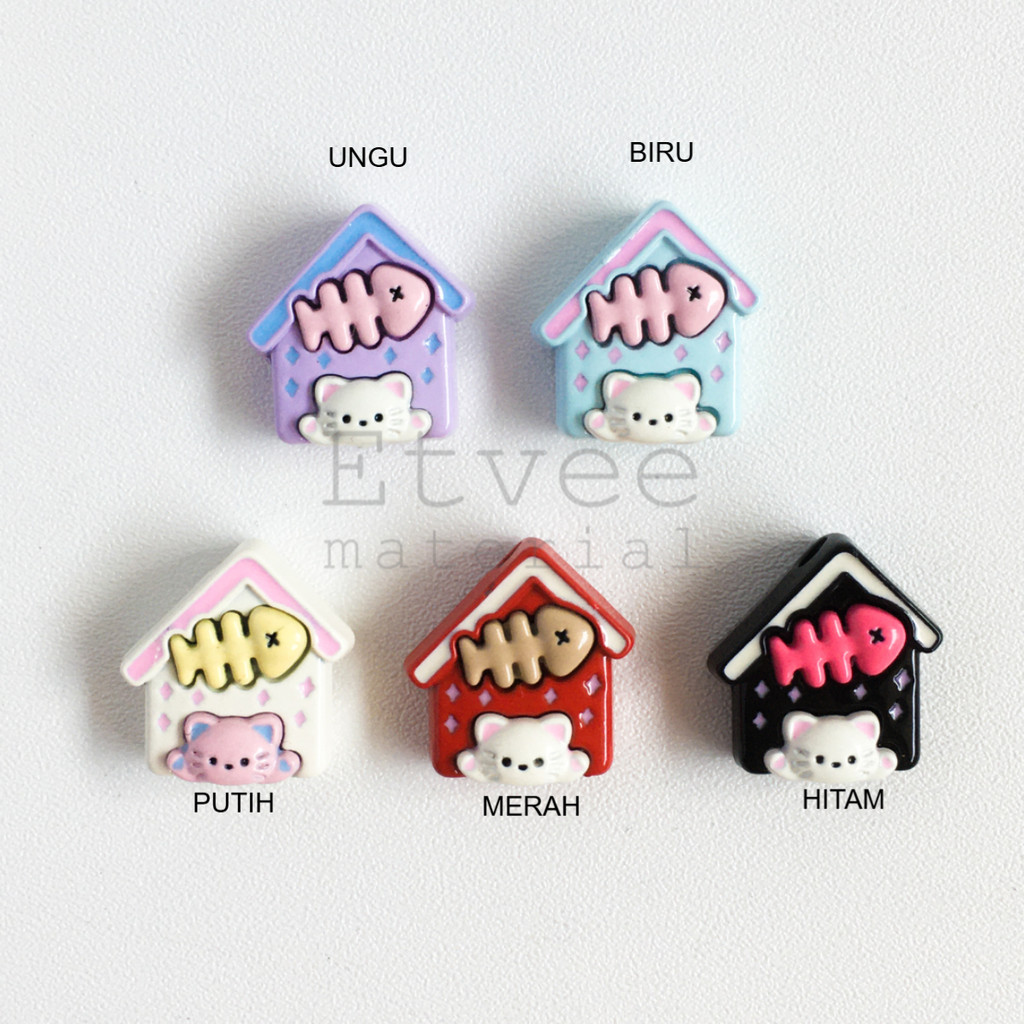 Manik mote Besi alloy bead cat house rumah kucing