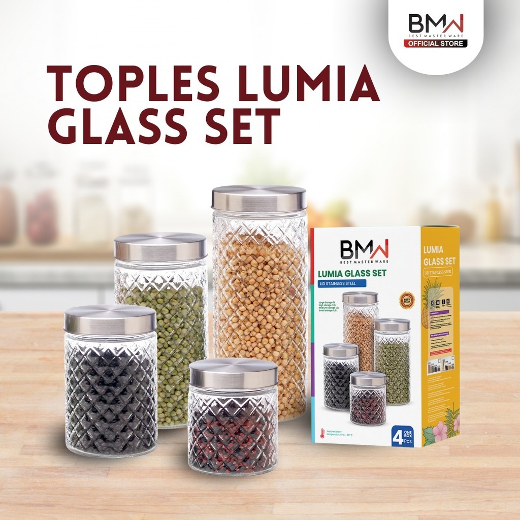 BMW Kitchenware - Toples Kaca Kue Lebaran 1 Set 4 Pcs Toples Cake Toples Kue Kering