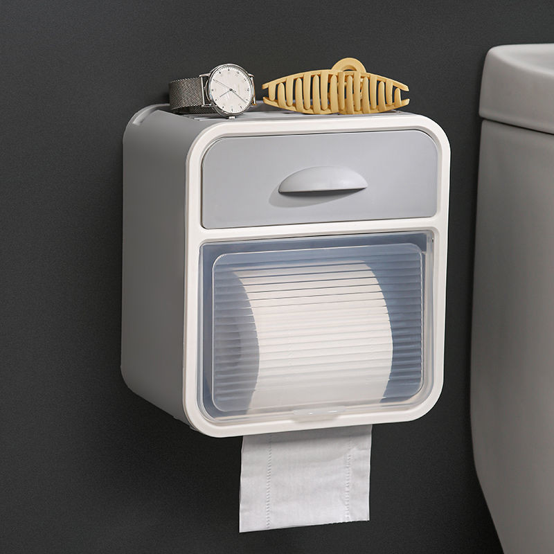 

Toilet tissue box wall-mounted pumping paper box punch-free shelf waterproof storage box napkin paper box put paper box