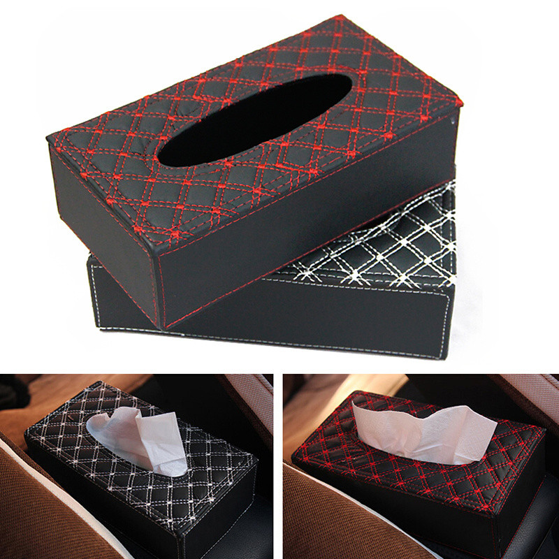 

1PC Desktop Tissue Box PU Leather Luxury Car Tissue Boxes Auto Interior Storage Decoration Room Home Hotel Decor Accessories