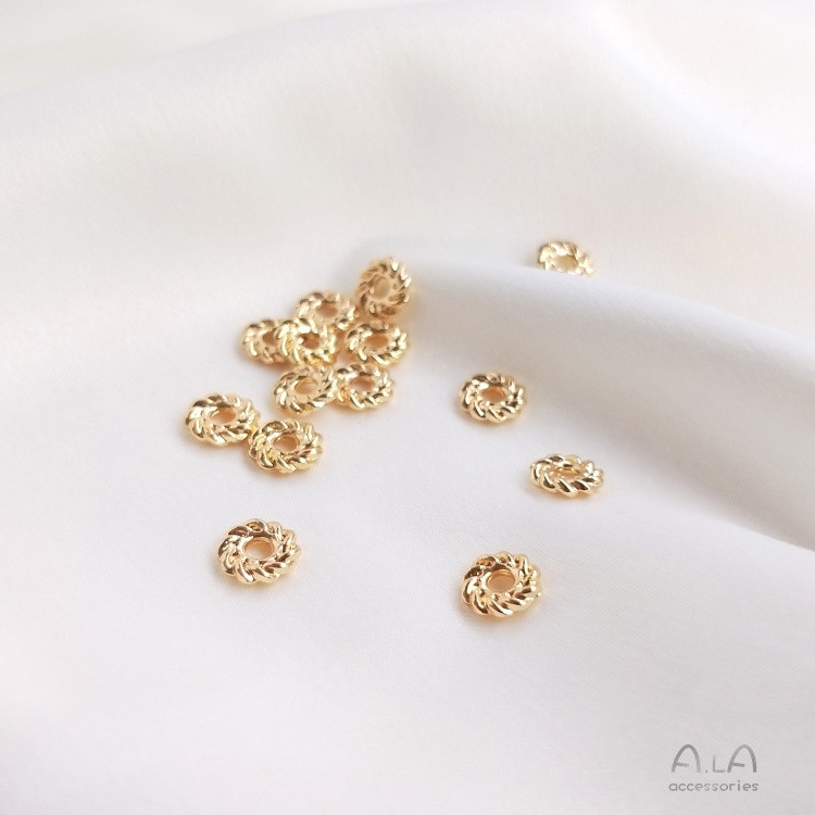(50 pcs / harga) 14K emas-dibungkus warna-pengawet benang pelengkap gelang Roda Panas, spasi manik-m