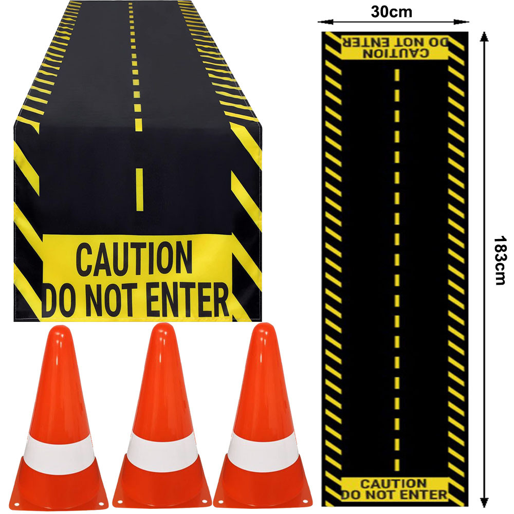 Construction Party Supplies Construction Road Table Runner Tablecloths Construction Cones for Kids B