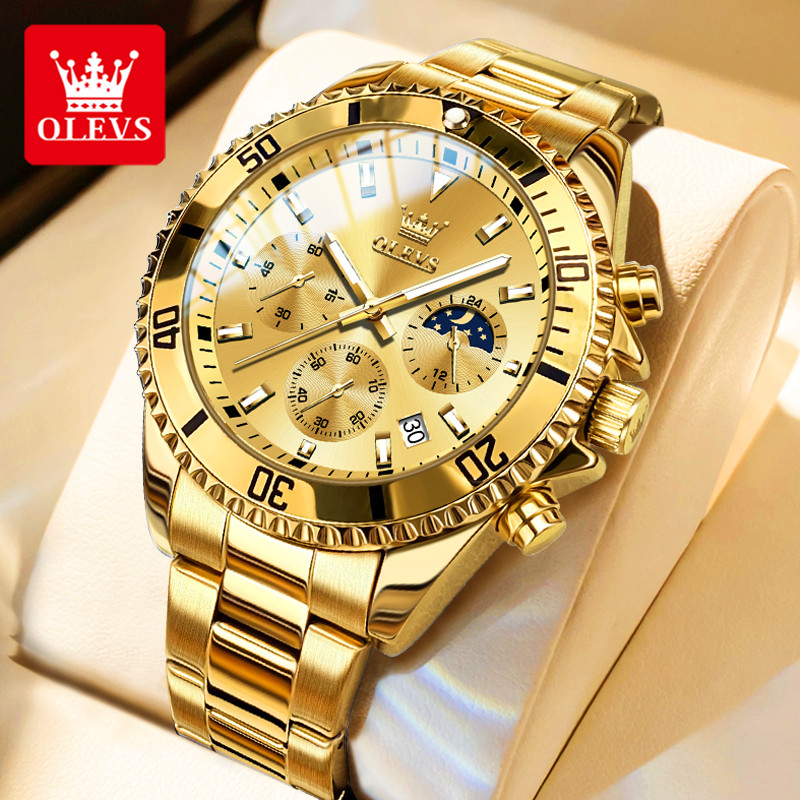 OLEVS jam tangan pria dewasa 2024 terbaru import original asli anti air berlian jam tangan pria eleg