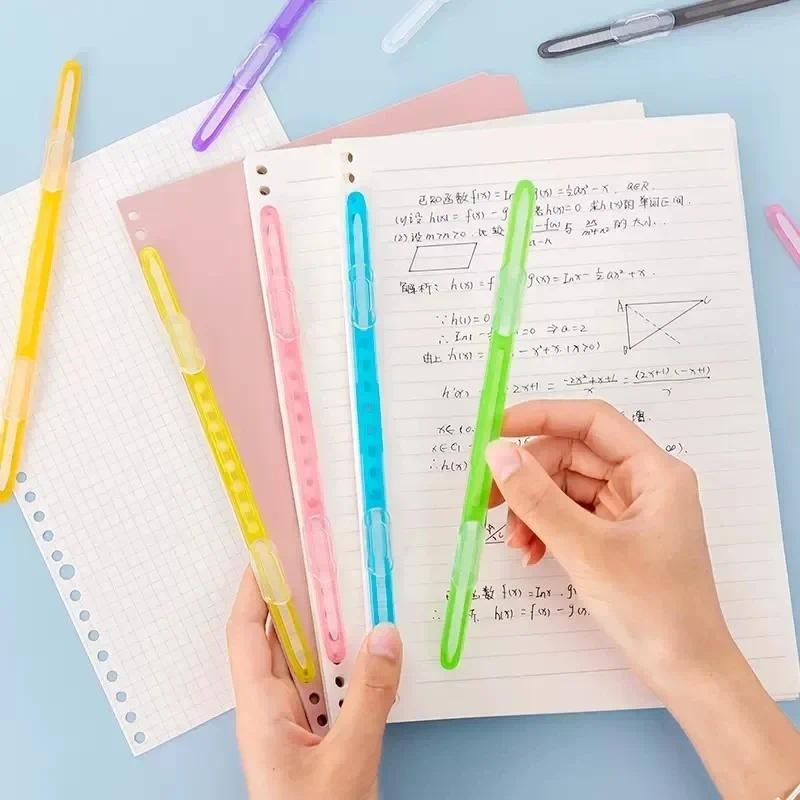 

5pcs Loose Leaf Binding Clips Strip DIY 2 Hole Album A4 Paper File Folder Clips Kawaii Fasteners Planner Notebook Accessories