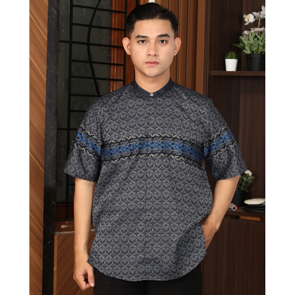 Salman - Kemeja Baju Koko Songket PDK Premium Pria Dewasa Bordir Lengan Pendek - Koko Uwais AR 16