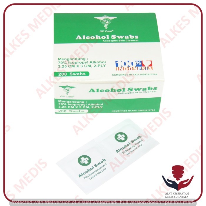 Alcohol Swab Kapas Tissue Alkohol Pembersih Tisu Swaps Pads Isi 200