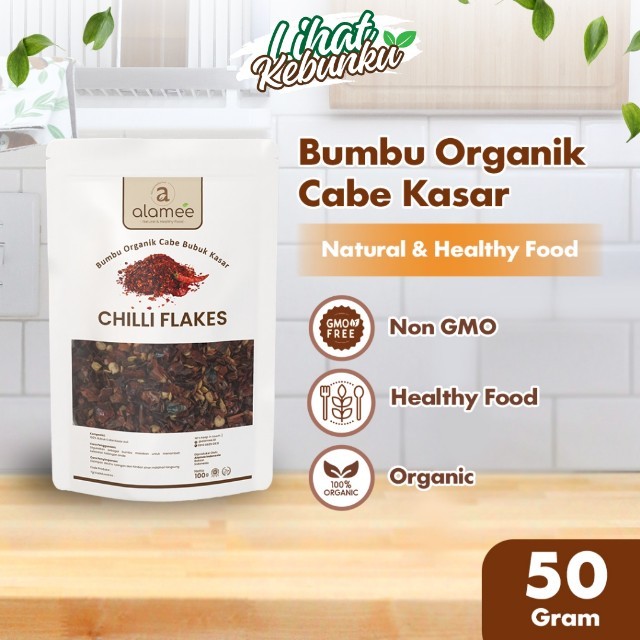 

ALAMEE Cabe Bubuk Kasar Chilli Flakes Cabai Bumbu Dapur Instan Organik Murni Tanpa Campuran 50gr LIHAT KEBUNKU
