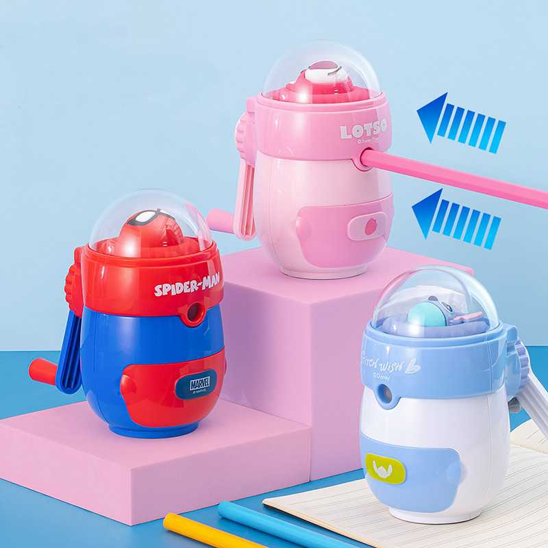 

Disney Automatic Pencil Sharpeners Spiderman Stitch Lotso Student Kids Cup Pencil Sharpener Stationery School Supplies Wholesale