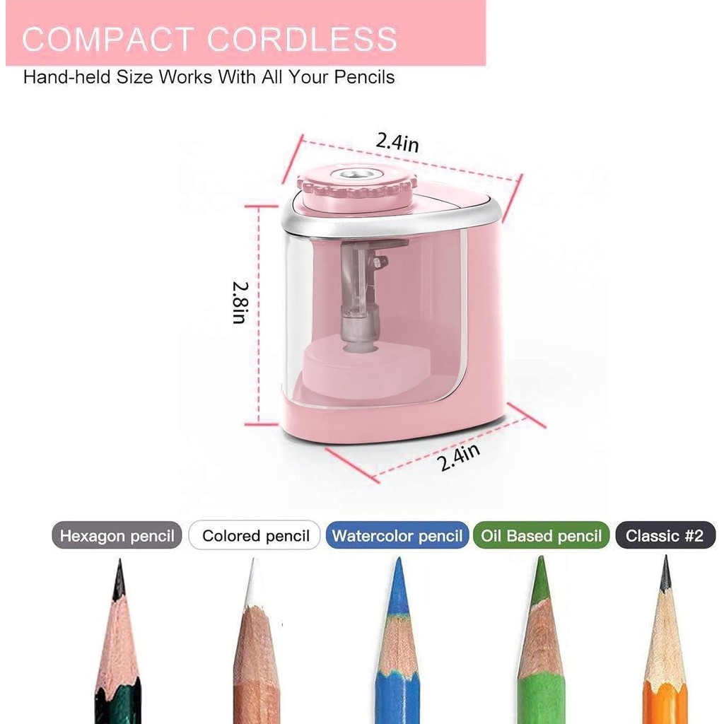 

TENWIN Electric Single-hole Pencil Sharpener for Quick Sharpening for 6-8mm Pencils/School/Office (Battery Not Included)