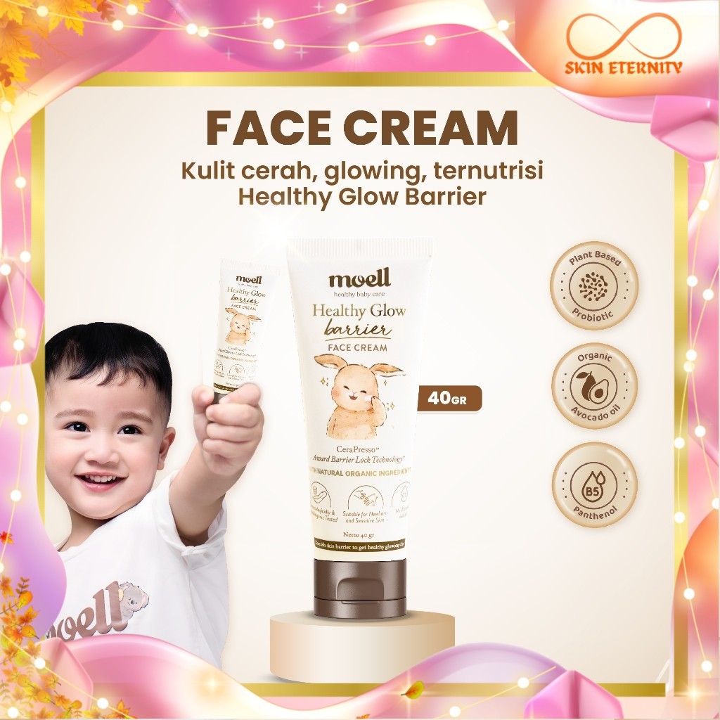 Moell Face Cream 40gr Healthy Glow Barrier Skincare Untuk Bayi & Anak moel cream wajah anak