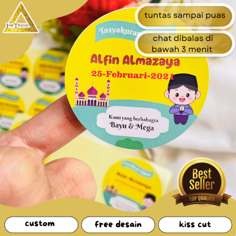 

INKA 2-6 STIKER sunatan free desain bahan chromo sticker bulat tasykuran khitanan