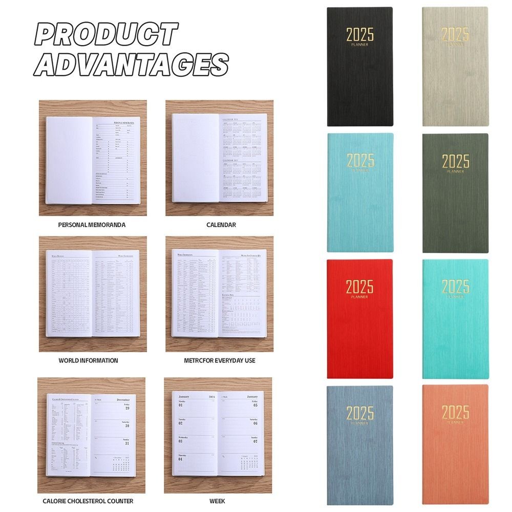 

A6 2025 Agenda Book High Quality with Calendar Pocket Diary Weekly Planner Notebooks Students