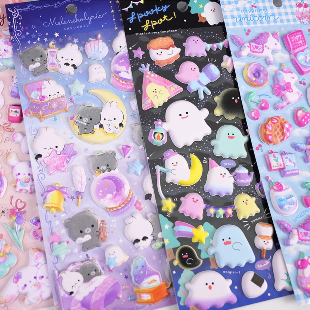 

1 pc Cartoon Rabbit Ghost Noctilucent Puffy 3D Stickers Scrapbooking Diy Journal Stationery Sticker Sheet Gift Deco Prize