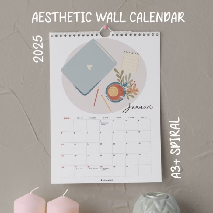 

Andma Kalender Dinding 2025 Aesthetic A3 Spiral HF