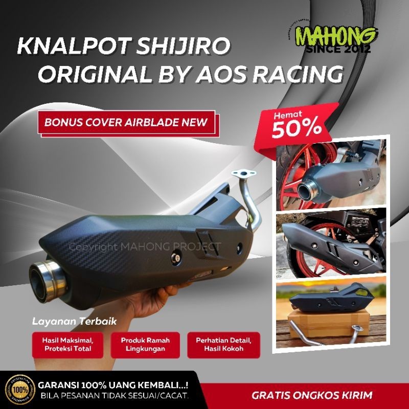 Knalpot model shijiro Original Aos Racing TB Vario Cover Airblade New inlet 28mm Scoopy Beat Deluxe 