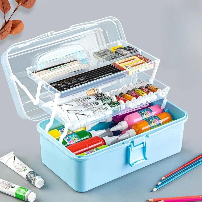 

2/3 Layers Large Capacity Storage Box Foldable Multifunctional Plastic Portable Makeup Hairpin Organizer Nail Art Jewelry Box