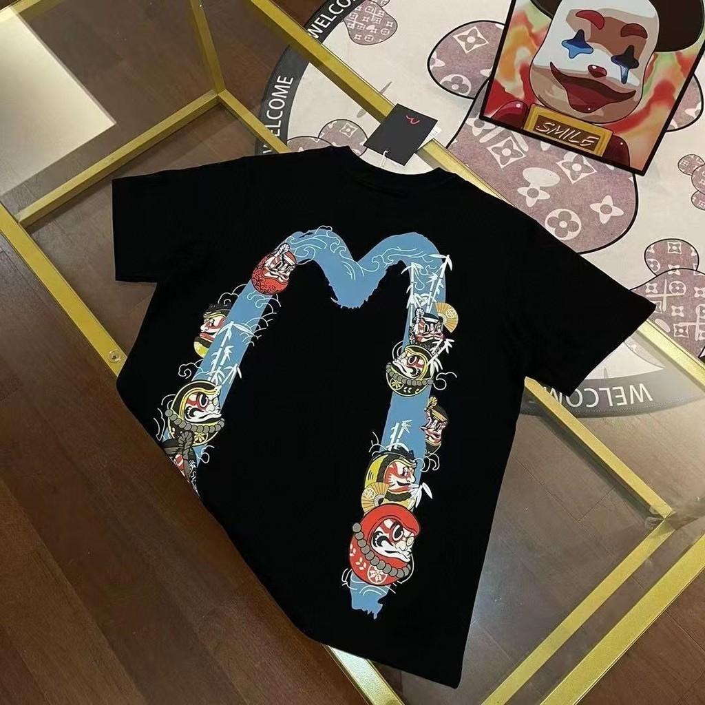 (HOT) EVISU Fushen KAOS 2025 Produk Baru Ping An Bamboo Cetak T-shirt