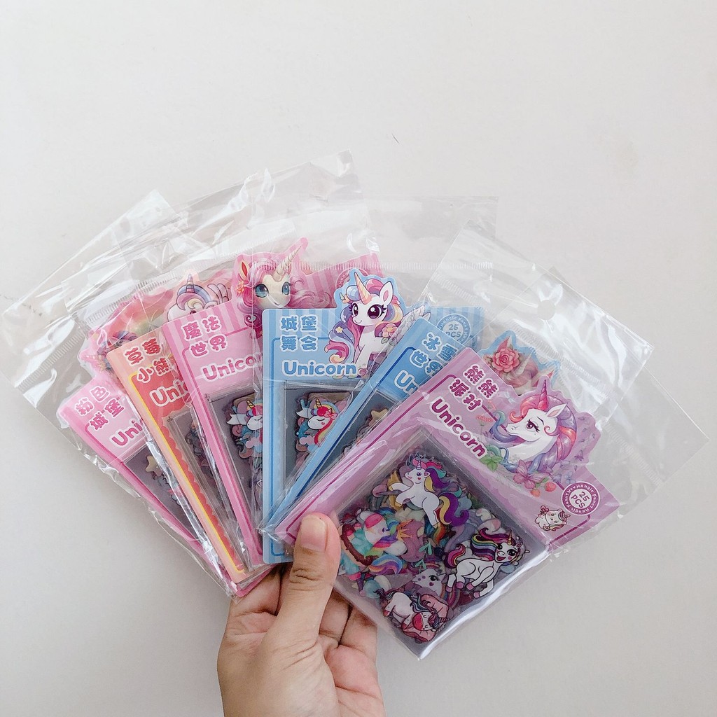 

Sticker Karakter Unicorn Transparan isi 25pcs