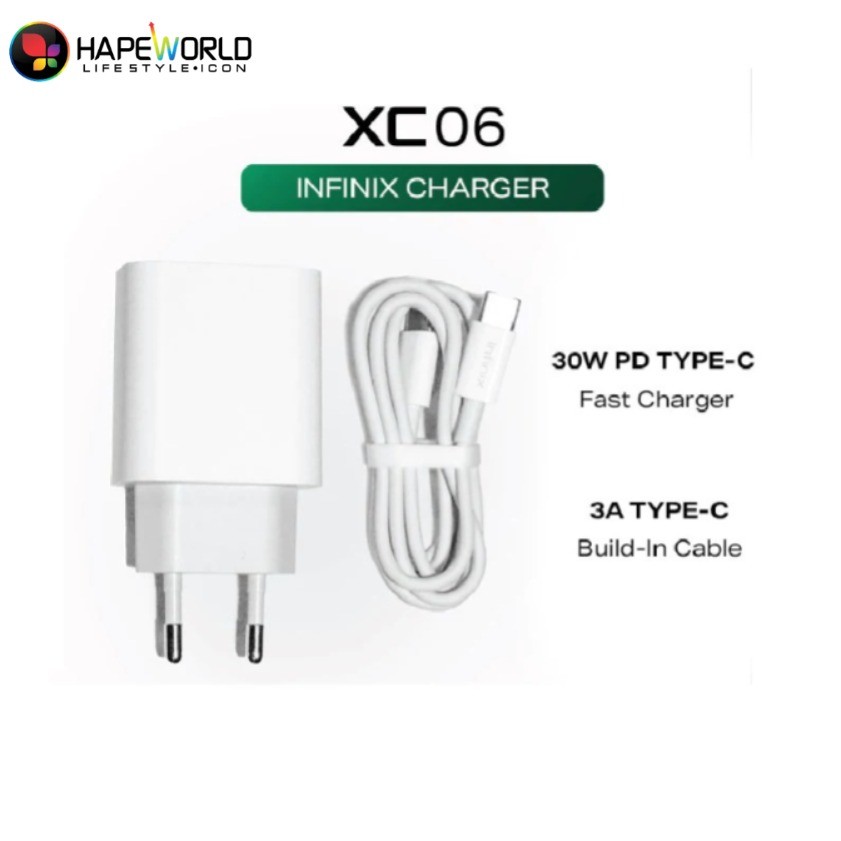 Infinix XC06 Charger Kit - 30W Fast Charging Adaptor with 3A Type-C to C Cable - GARANSI RESMI