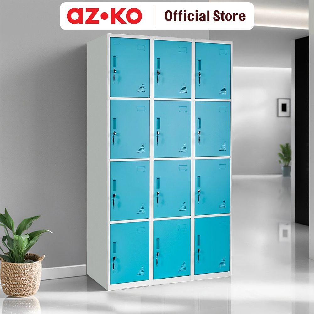 AZKO Masterspace Loker 12 Pintu - Biru Locker Kabinet Penyimpanan Serbaguna Furniture Kantor Sekolah