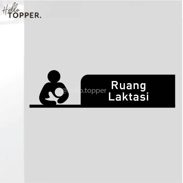 Sign Akrilik Ruang Laktasi Hollow UV Print Sign Board - Hitam, 30x8