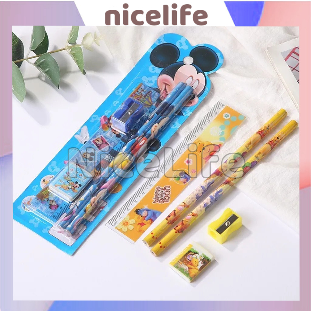 

Stationary Set 5 In 1 Karakter / Set Alat Tulis Pensil / Alat Tulis Sekolah Paket / Mini Stationery Set Character