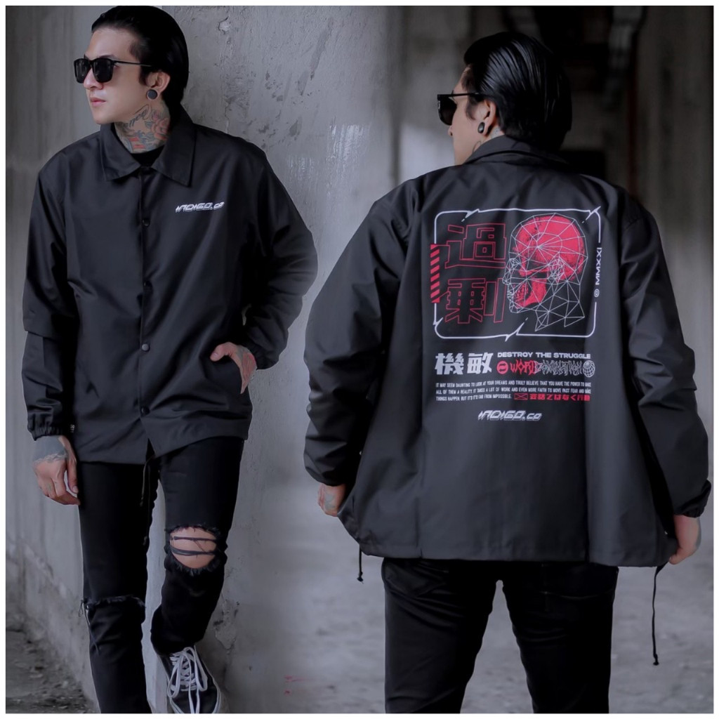 JAKET COACH PRIA - JAKET CASUAL PARASUT INDIGO