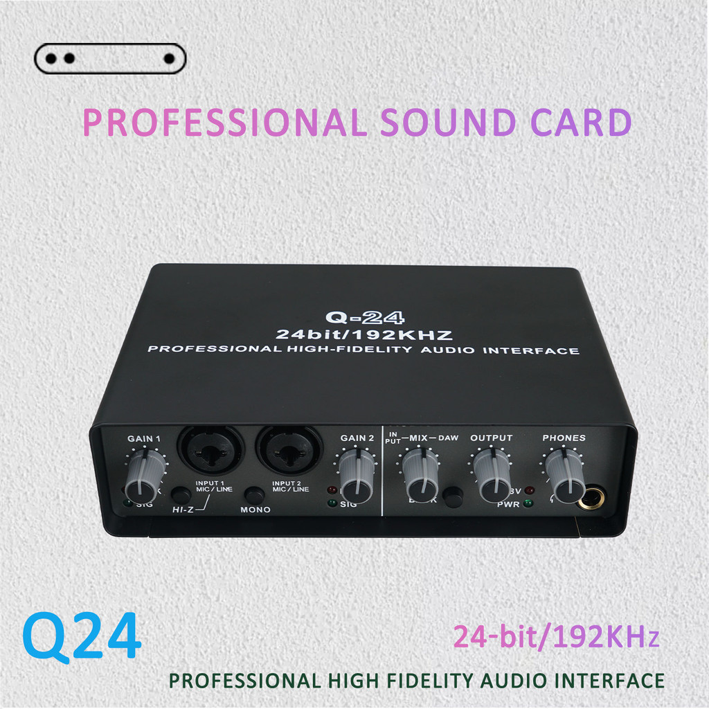 Q24 Mikrofon Profesional Kartu Suara Eksternal Komputer USB Rekaman Gratis Studio Mikrofon Live Reco
