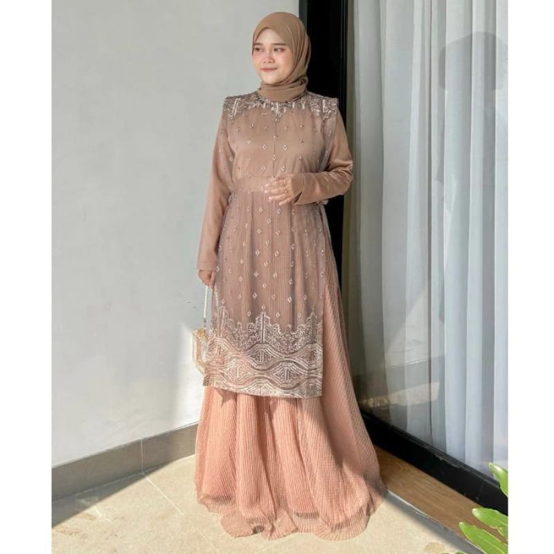 shanum_colletion Outer Rompi Tile / Brokat Premium Outer Long Vest Etnik