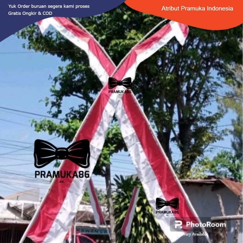 Ready Umbul umbul Layur Merah putih / Bendera Layur Indonesia / Umbul Umbul Merah Putih Panjang 4m &