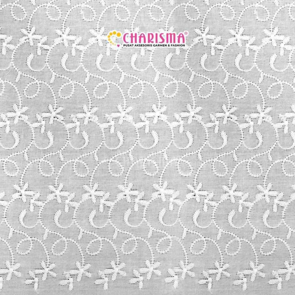 Charisma Kain Bordir Mukenah -Kain Meteran / Kain Bordir Mukena Bermotif / Lebar 150cm / Harga Per Y