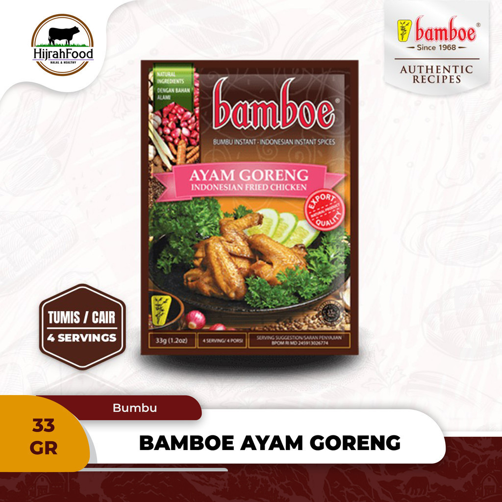 

Bamboe Bumbu Ayam Goreng 33 gram Spice Mix for Indonesian Fried Chicken Rempah Asli