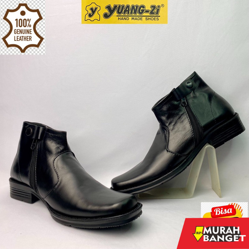 Sepatu pdh- Sepatu Boots PDH Pria Kulit Asli / Sepatu Pantofel PDH / Sepatu PDH Resleting Formal / S