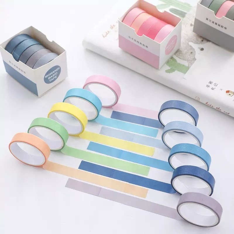 

Masking Tape Set 5pcs Essential Collection Isi 5 Selotip Bahan Kertas Washi Warna Warni