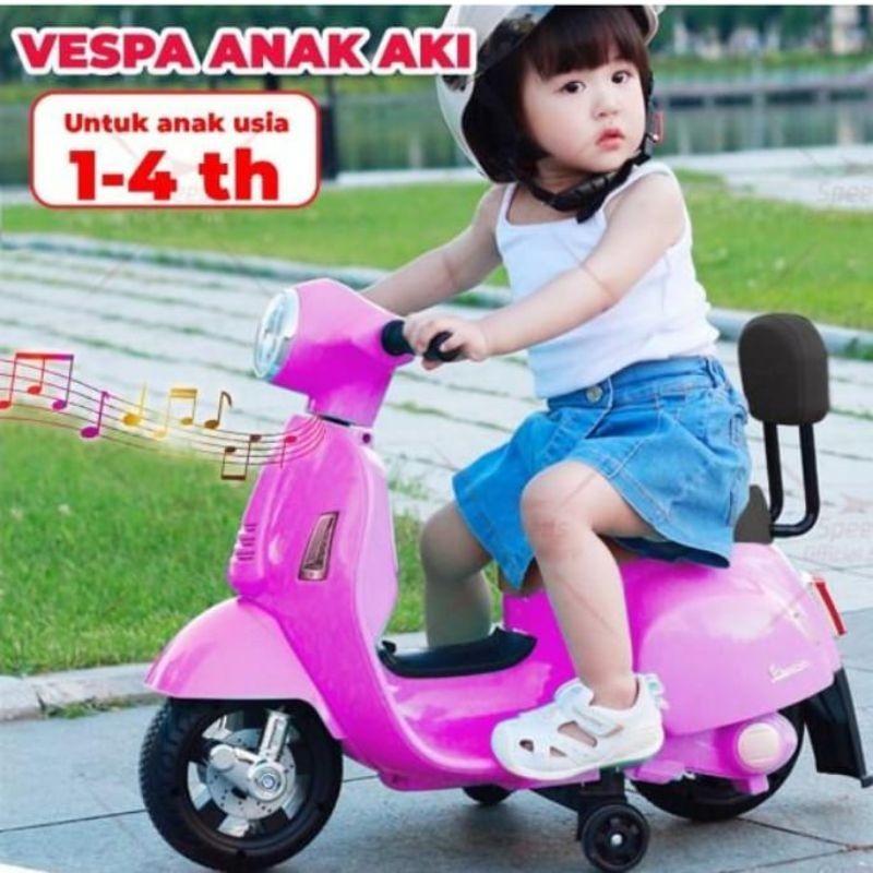 Termurah Motor vespa aki listrik anak PMB M788 scooter baterai cesan cas skuter