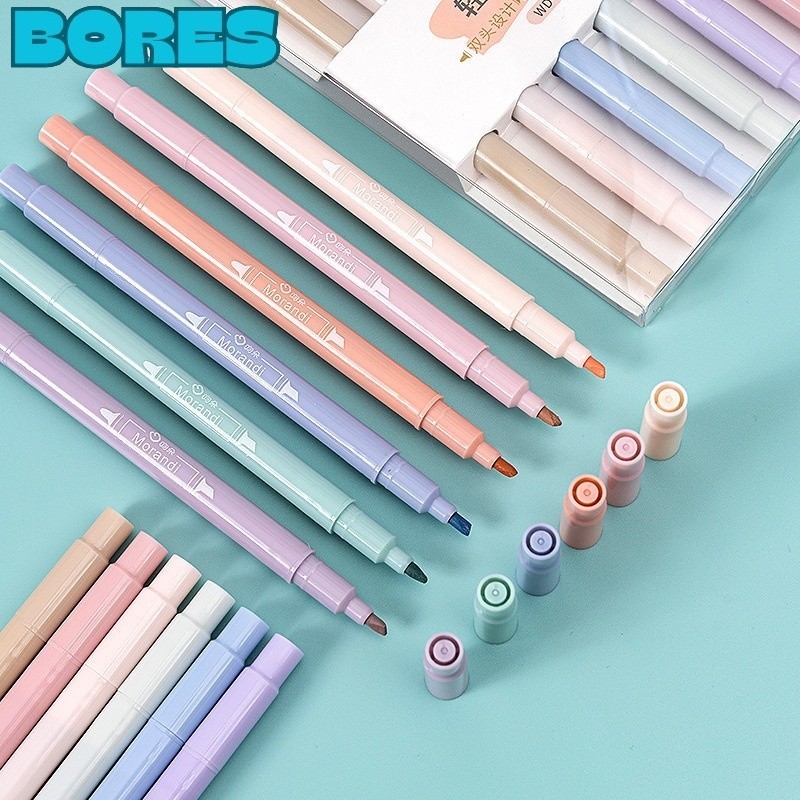 

BORES 1Set Highlighter Dua Sisi Warna pastel 6 Pcs Spidol Warna Double Side Two head Pen Diary Marker Stationery Lucu Unik Penanda Buku Warna Warni Pena Kepala Ganda Ujung Lembut