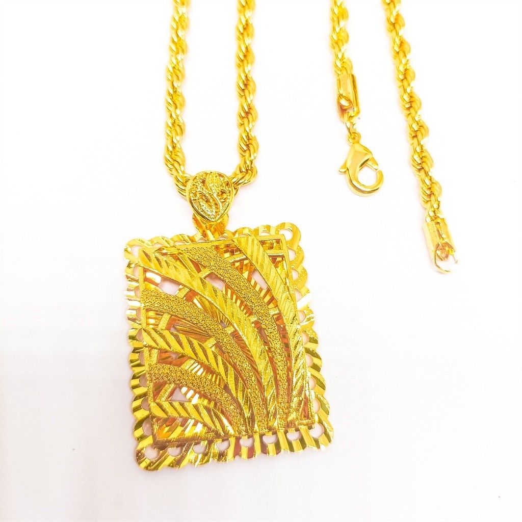 Dubai Kalung+Liontin titanium Lapis Emas 24k gold Wanita xuping anti karat tidak mudah luntur mirip 