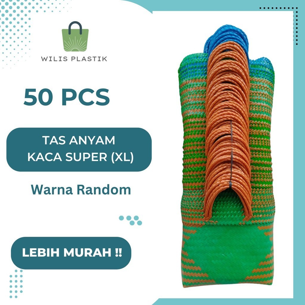 Wilis Plastik PAKET MURAH 50 PCS Tas Anyaman Plastik KACA SUPER JUMBO (XL) Parcel Sembako Hampers