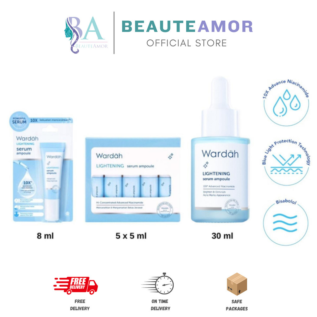 BEAUTEAMOR - Wardah Lightening Serum Ampoule - Serum dengan 10X Advanced Niacinamide,