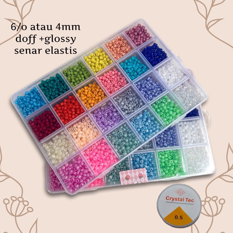 Frozen I VARIASI 14 ready TULIP 24 sekat mote pasir 6/o 4mm ceylon doff bahan gelang kalung strap hp