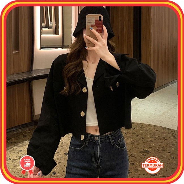 Outer Baju Wanita Cantik Kekinian Korean Style / yikoo-Korean jaket tipis lengan panjang coat jacket