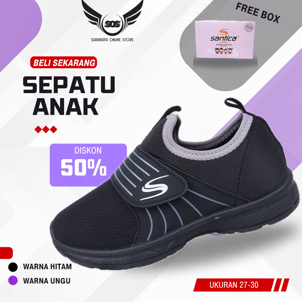 (SANTICA NEKUMI VELCRO) Santica original Sepatu sekolah anak Paud TK SD Santica slip on santica neku