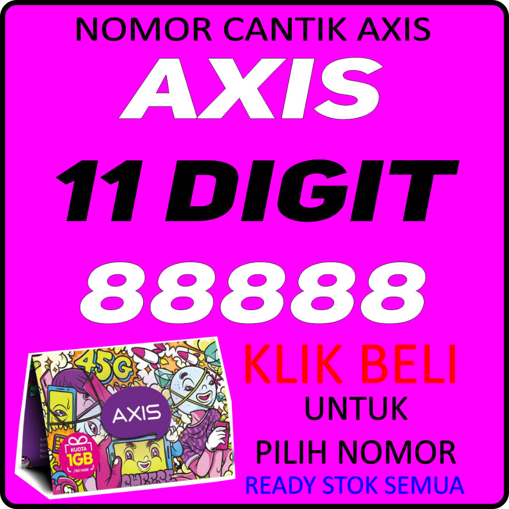 Nomor Cantik AXIS 11 DIGIT - Axis 8888 - Kartu Perdana Axis Cantik - Nomer Cantik Axis