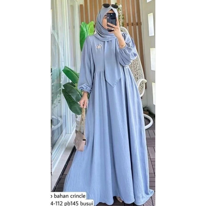 Gamis Syifa crinkle/Gamis set hijab/Gamis syar'i Promo Idul Adha