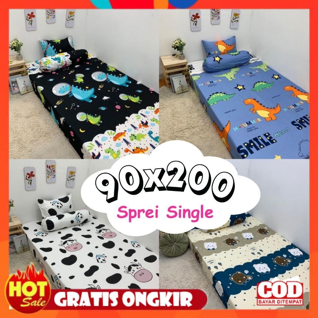 KAIN HALUS ADEM LEMBUT TEBAL / SPREI AESTHETIC MOTIF EMILY KOTAK / SPREI SIZE 90x200 / SPREI MOTIF A