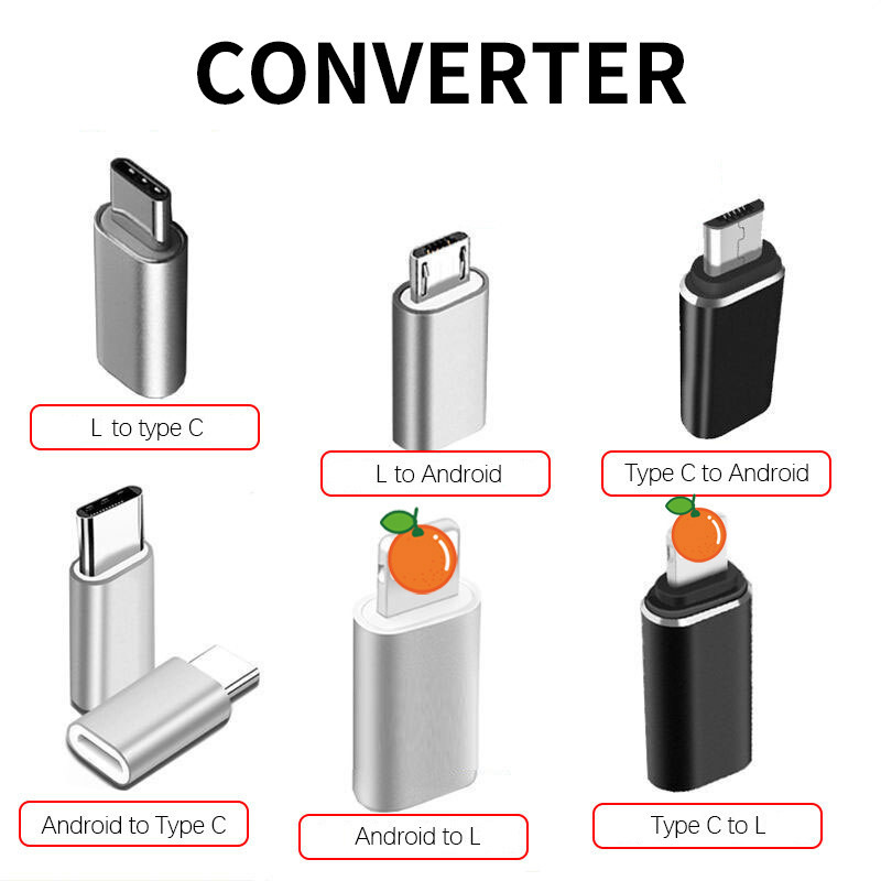 Adapter Converter Charger Type C to Lightning, Lightning to Type C, Micro USB to Type C FAST Chargin